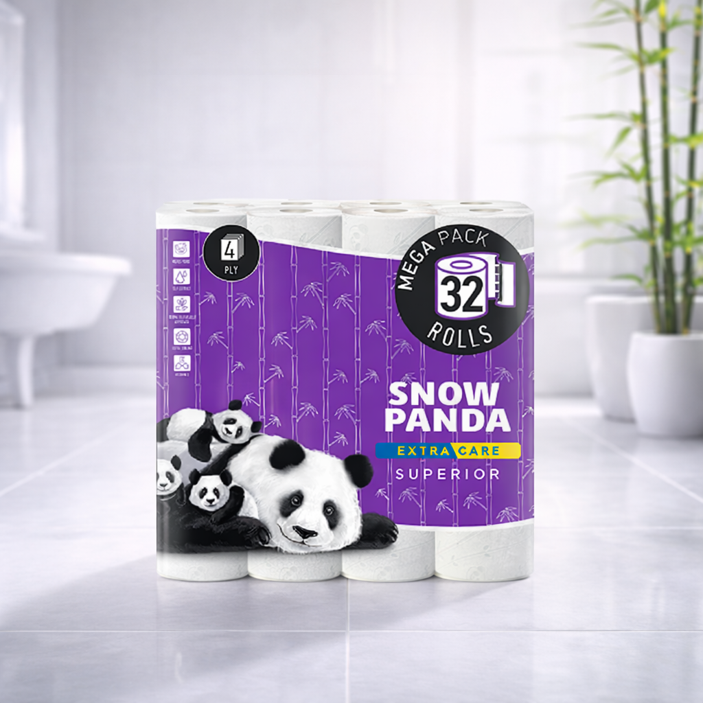 Снежная ПАНДА туалетная бумага Extra Care 4-сл Superior 32 шт