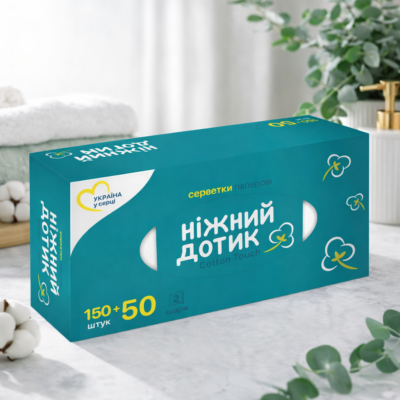 Нежный Дотик салфетки косметические 2-сл 150+50 листов
