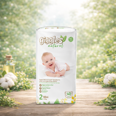 Giggles Natural TWIN дет.подгузники №2 (40шт/34шт *5 в кор) 3-6кг /6384 $