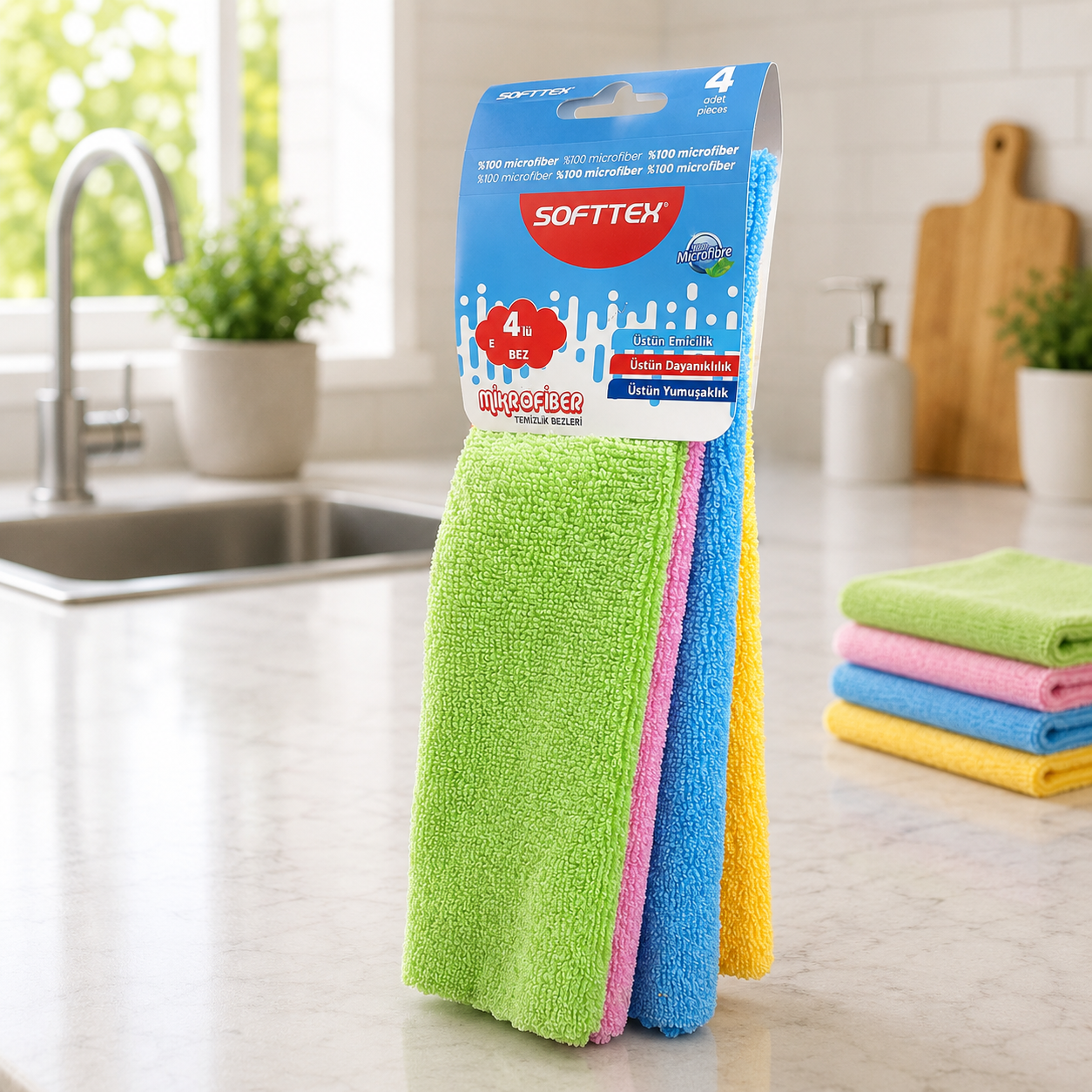 Softtex тряпка микрофибра 4шт 30*30/30гр 180 gr