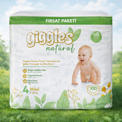 Giggles Natural MEGA дет.подгузники №4 (100 шт*4 в кор) 7-18 кг /8784 $