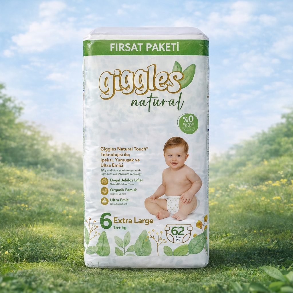 Giggles Natural MEGA детские подгузники №6 62 шт