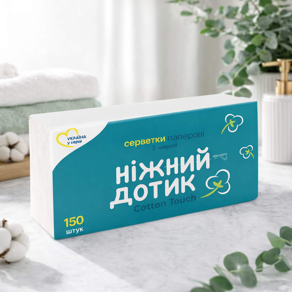 Нежный Дотик салфетки косметические 2-сл 150л. (полиэтилен)