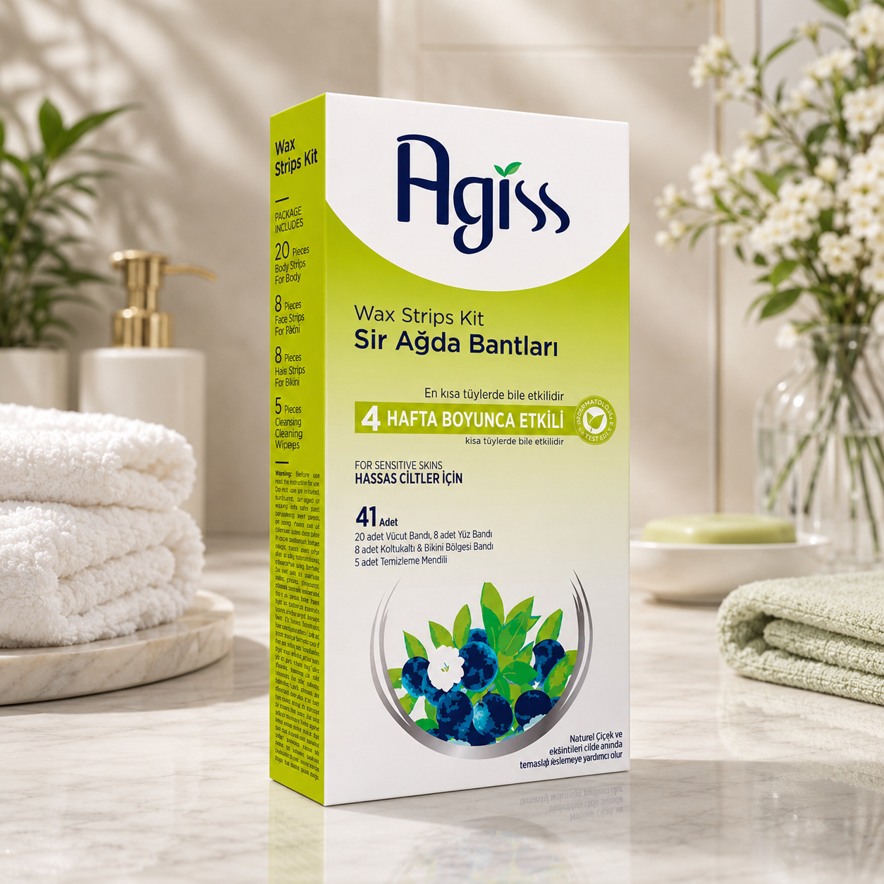 Agiss восковые полоски для депиляции 41шт. Green
