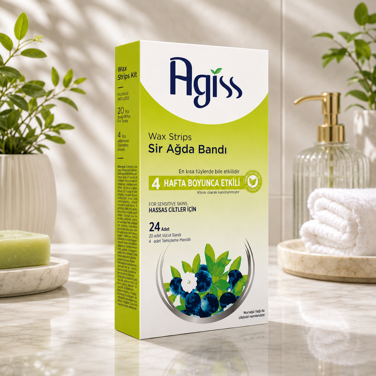 Agiss восковые полоски для депиляции 24шт. Green