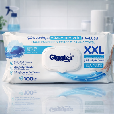 GIGGLES влаж.салф. д/уборки 100шт *12 в кор Ocean Breeze /9514 $