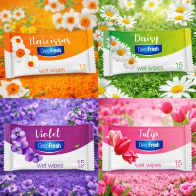 Deep Fresh карманные влажные салфетки Flower/Fruit 15шт (в ассортименте)