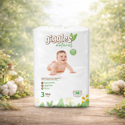 Giggles Natural JUMBO дет.подгузники №3 (58 шт*4 в кор) 4-9 кг /7039 $