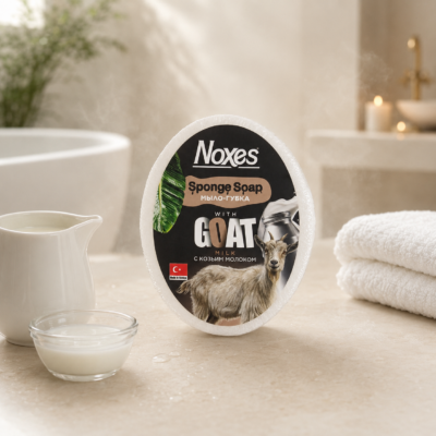Noxes мочалка-мыло Козье Молоко  130гр  (48 в кор) /9269 $